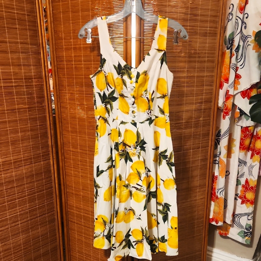 Lemon Print Summer Retro Pinup Dress